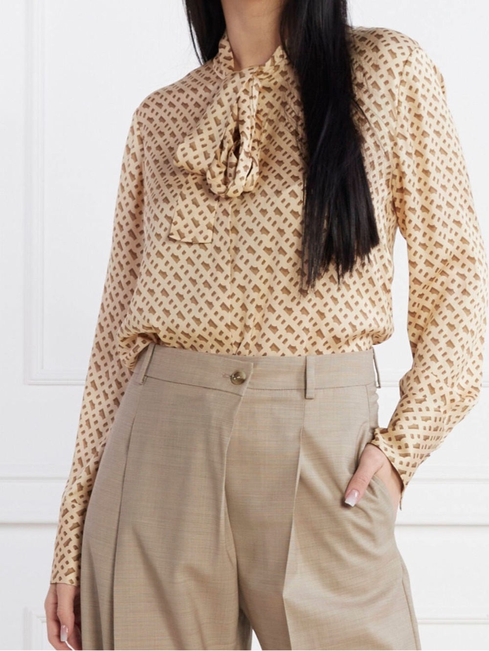 BOSS Cream Blouse Top - Size US 8